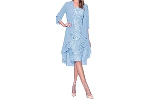 FQZWONG Two Pieces Suit(Dress and Cardigan) for Women Plus Size Sexy Mother of The Bride Lace Formal Gowns and Evening Dress
