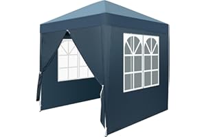 Pinikuyiro 6.5x6.5ft Pop Up Canopy Tent, Outdoor Instant Shelter Folding Canopy with 4 Side Walls and Carry Bag for Commercial Events, Party, Backyard BBQ, Camping (Blue)