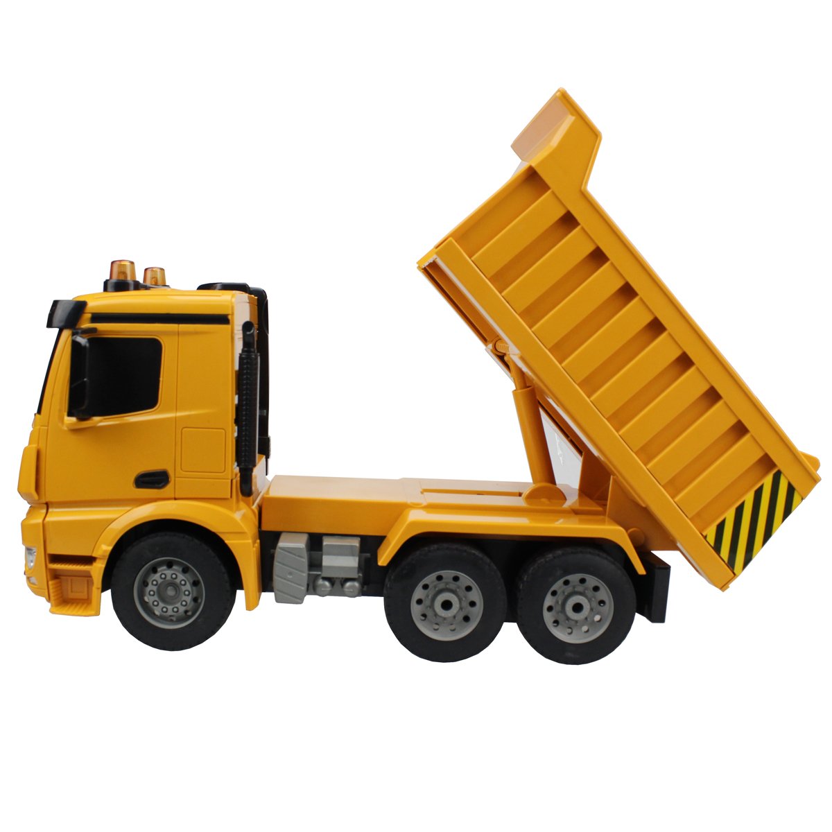 Fisca RC Dump Truck Authorized by Mercedes-Benz Arocs Remote Control Heavy Duty Construction Vehicle,6 Channel 2.4G Hobby Electronics Toys with Lights and Sounds for Kids