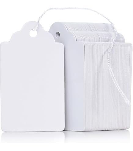 1,000 Plain White Price Tags With Elastic String – 1-1/4" – Perfect For Jewelry & Inventory