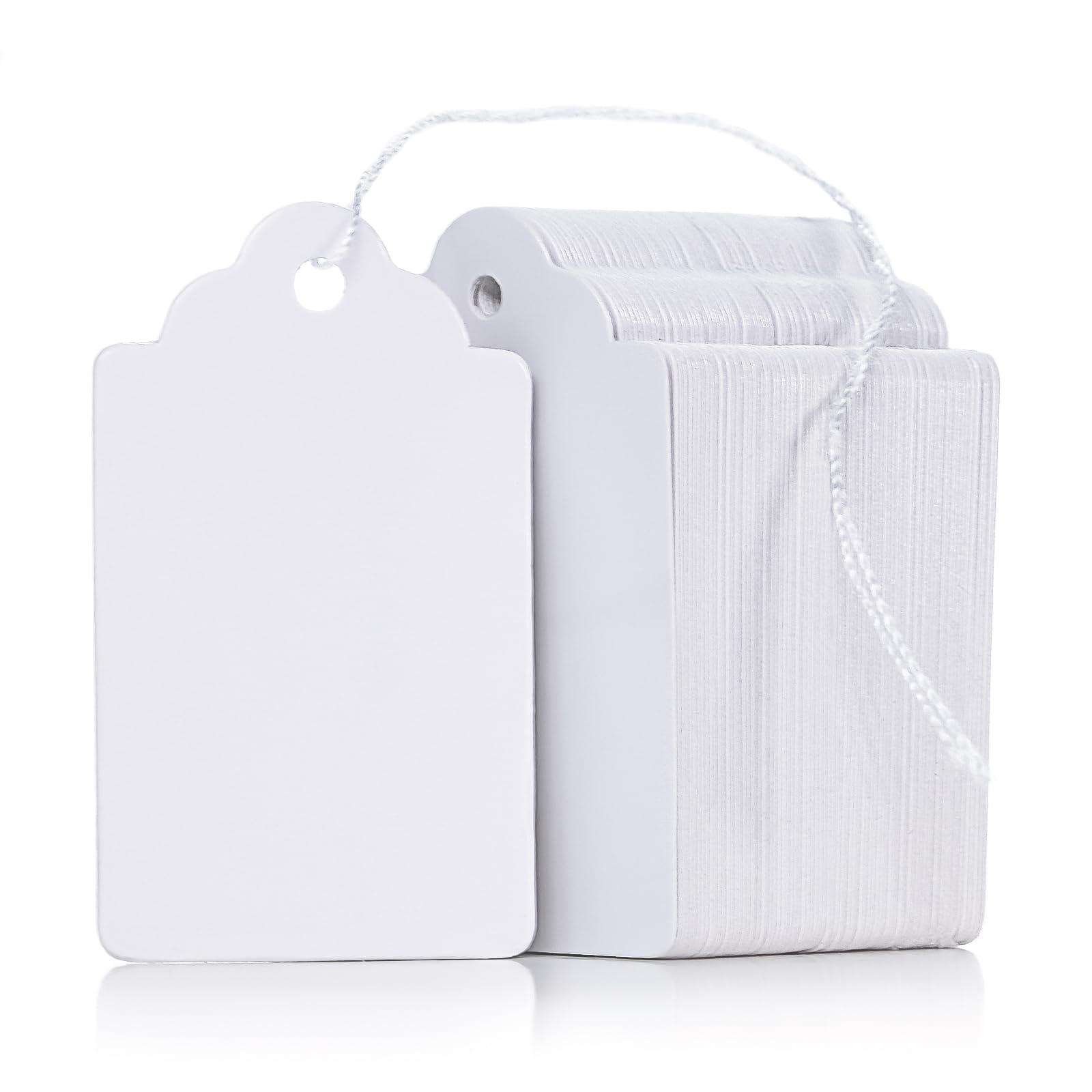 Photo 1 of Uniclife 200 Pcs Price Tags 1.8 Inch Writable Price Labels White Price Display Tag for Pricing Clothing Jewelry Gifts Blank Hang Tag Merchandise White Marking Tags with Strings, 1.8" x 1.05"