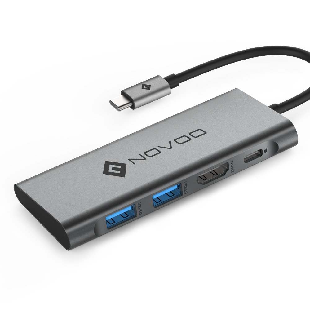 USB C Hub, NOVOO 4 in 1 Aluminum Type C Hub with HDMI 4K Adapter, USB C PD Charging Port, 2 USB 3.0 ports for MacBook Pro 2017/2016, HW MateBook, Chromebook, Samsung S8 and Other Type C Devices