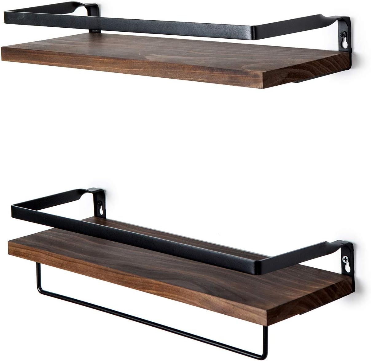 Soduku Floating Shelves Wall Mounted Storage Shelves for Kitchen, Bathroom,Set of 2 Brown: Furniture & Decor