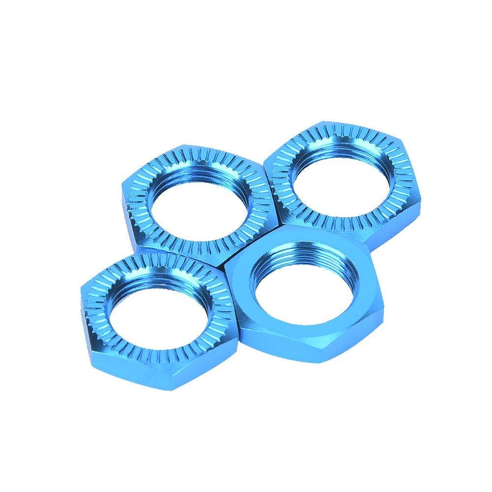 Drfeify Wheel Nuts, Aluminum Alloy M12 Wheel Nuts 17mm Spanner Upgrade Part Compatible with 1/8 RC Car (Blue)