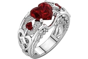 GENERIC Love Rings for Women Cartier Sterling Silver Gemstone Anniversary Heart Shape Promise Ring Vintage Jewelry Gift