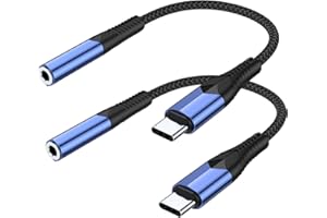 KUXIYAN USB C to 3.5mm Audio Adapter, (2-Pack) Type C to Aux Headphone Jack Adapter Dongle Cable Cord Compatible with iPhone 16/15 Pro/15 Pro Max,iPad Pro,MacBook, Samsung Galaxy S24 S23