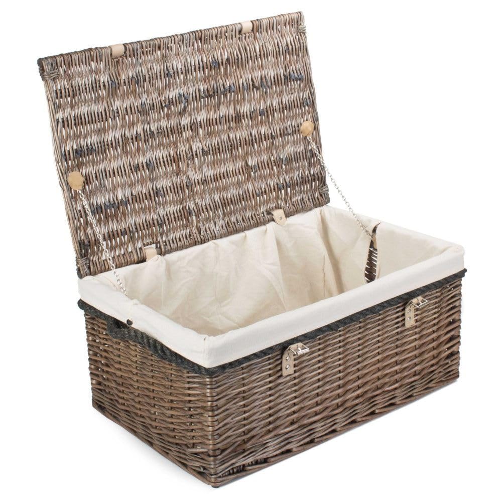 Red Hamper EH057W Wicker 62cm Antique Wash Picnic Basket Cotton Lining