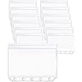 Mogoostry 12pcs A8 Binder Pockets Frosted Translucent Ziplock Pocket 5 Holes Clear Plastic Binder Pouches Flat Sealing Zipper Storage Bag Mini Cash Envelopes