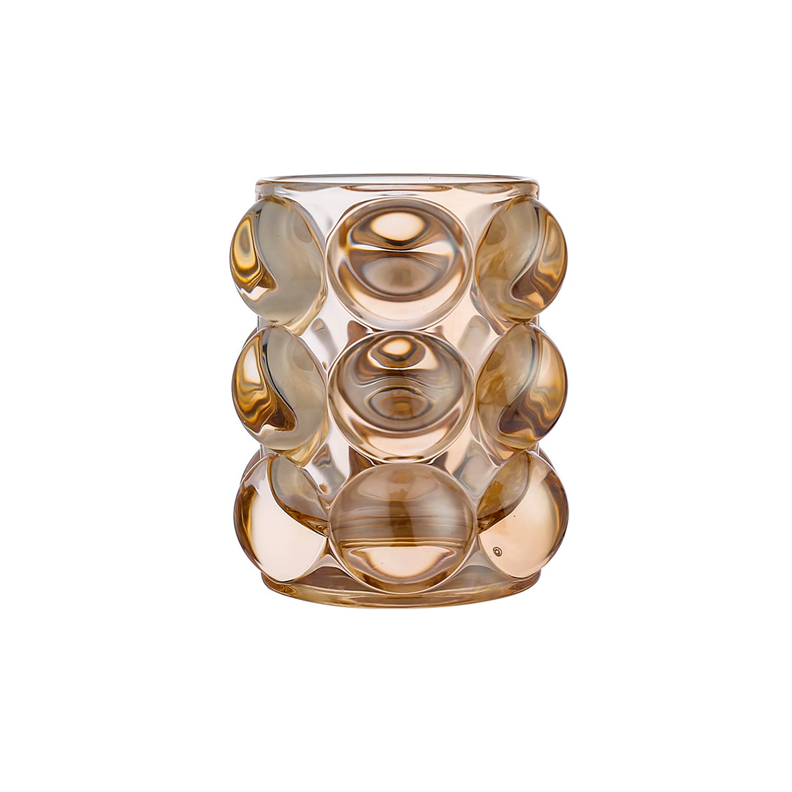 SLHEQING Makeup Brush Holder Glass and Brass Handmade Cosmetic Brush Storage for Brushes, Eyeliner, Pen, Lipstick and More (Brown) — image 1