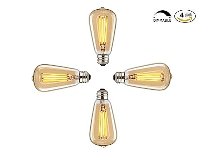 Pack Of 4 Vintage Edison Bulbs 60w Dimmable Industrial Pendant Filament Light Bulbs With Vintage Antique Style Design For Pendant Lighting Wall