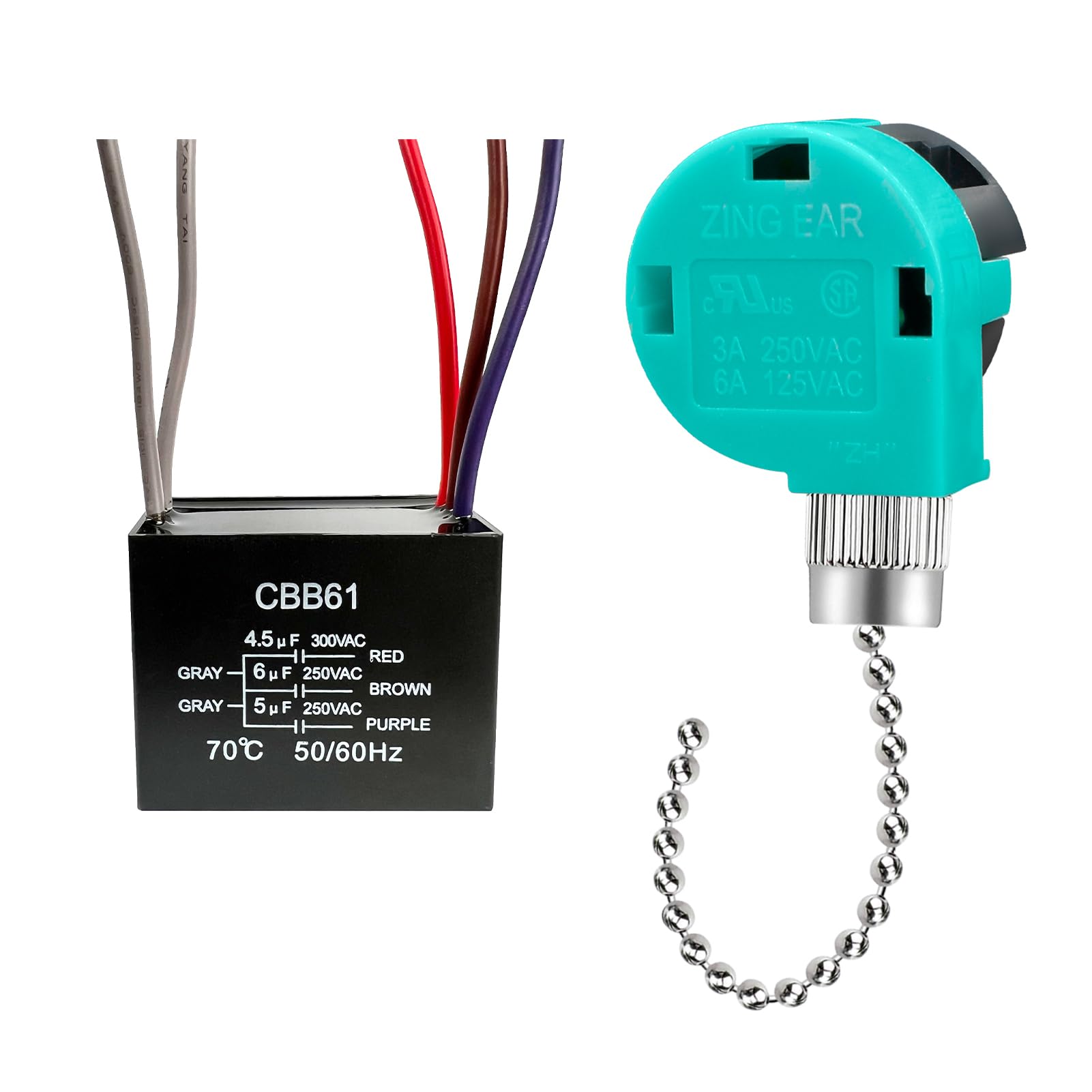 YukiHalu Ceiling Fan Pull Chain Switch 3 Speed 4