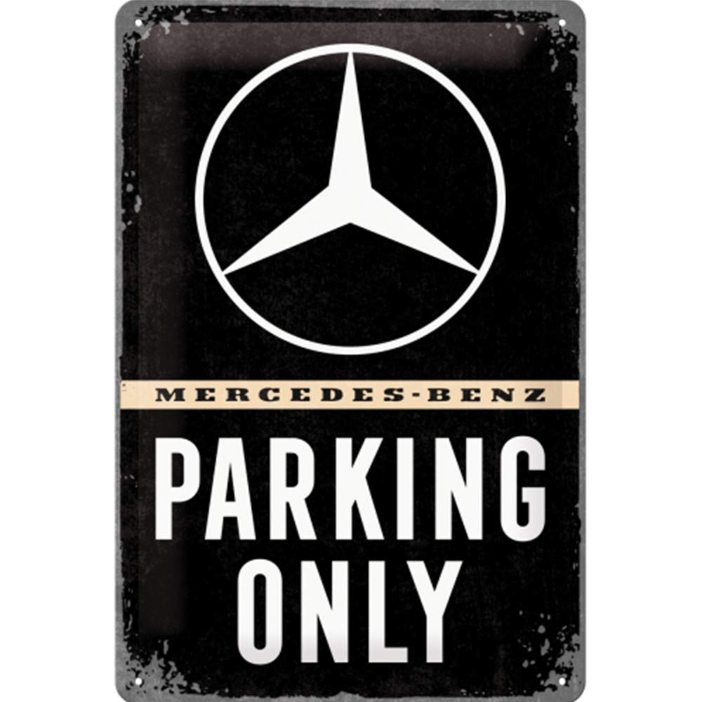 Nostalgic-Art Retro Tin Sign – Mercedes-Benz – Parking Only – Gift idea for car accessoires, Metal Plaque, Vintage design for decoration, 20 x 30 cm