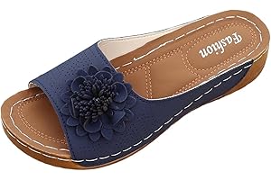 Orthopedic Wedge Sandals for Women Summer Dressy 2026 Platform Slippers Open Toe Anti-Slip Wedges Comfort Boho Beach Mules