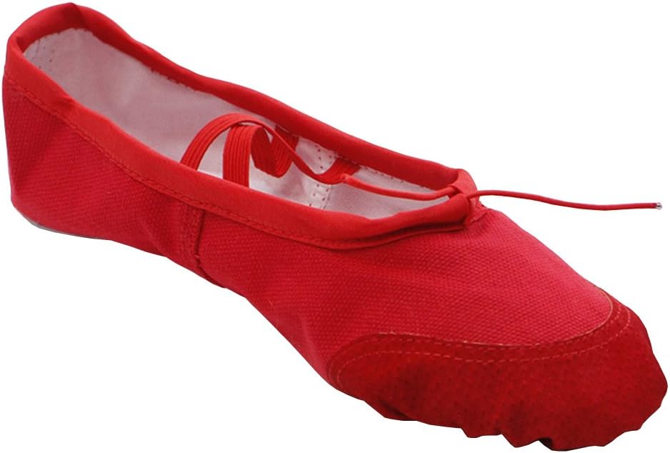 Women's Canvas Ballet Slippers Practice Yoga Flat Shoes Split Belly Shoes