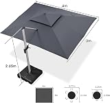 Purple Leaf 3x4m Cantilever Parasol Grey UV50+ Wind Tilt 360° Crank view 8