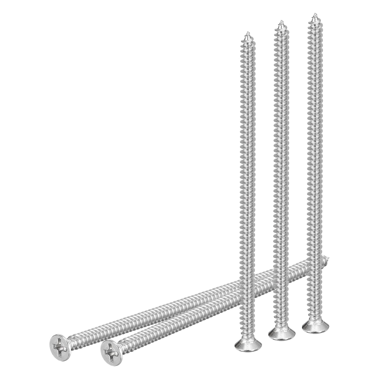 DTGN 20Pcs M4x90mm Flat Head Wood Screws, 304 Stainless Steel Phillips Self Tapping Screws - Good for Woodworking, Furniture - Silver — image 1