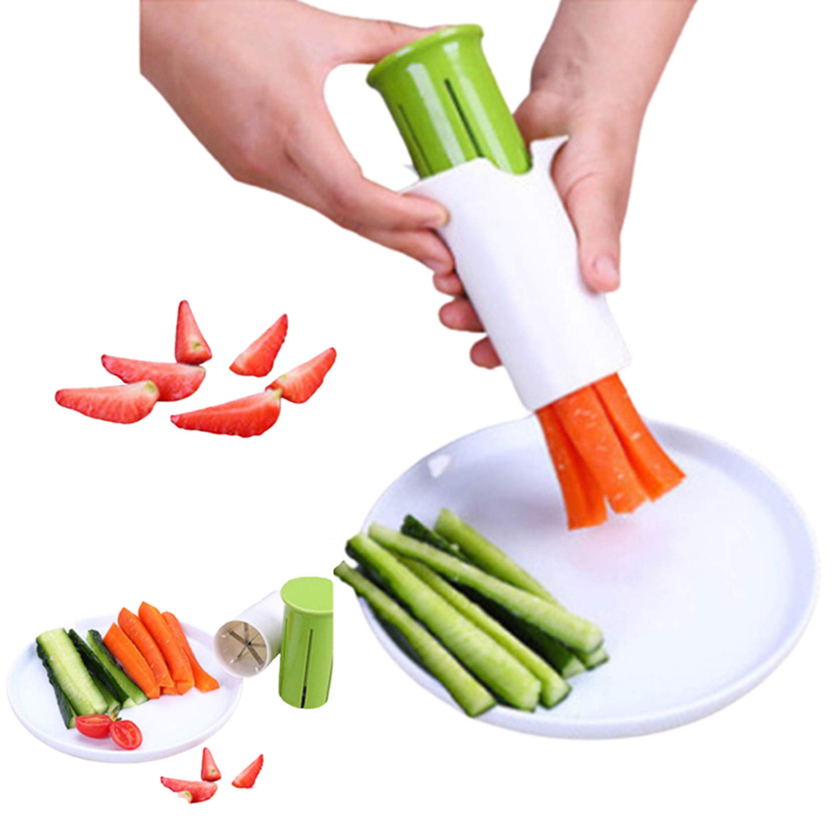 YOVQNMX Cucumber Strawberry Grape Slicer, Carrot Potato Cutter, Multi-Function Fruit and Vegetable Slicer, Salad and Pizza Fruit Dispenser