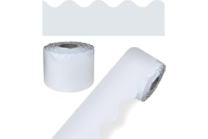 CARSON DELLOSA EDUCATION Carson Dellosa 65 Feet White Bulletin Board Borders, Scalloped Border Trim, Rolled Classroom Borders for Bulletin Board, White Board, Cork Board, Locker, and Classroom Décor