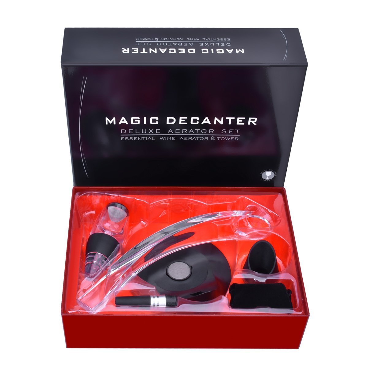 Wine Aerator Pourer Sets Abaige Premium Wind Decanter Including Wine Aerator, Wine Saver Pump, Elegant Aerator stand & Portable Wine Holder
