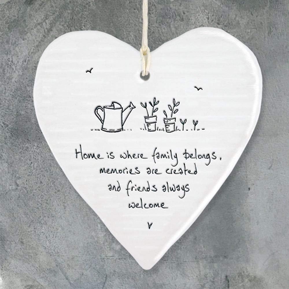 East Of India Hanging Heart Gift Home is where family belongs, White - Image 4