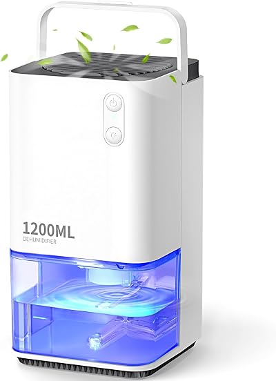 EasyAcc 1200ml Electric Dehumidifier Quiet Auto Shut Off LED Lights White