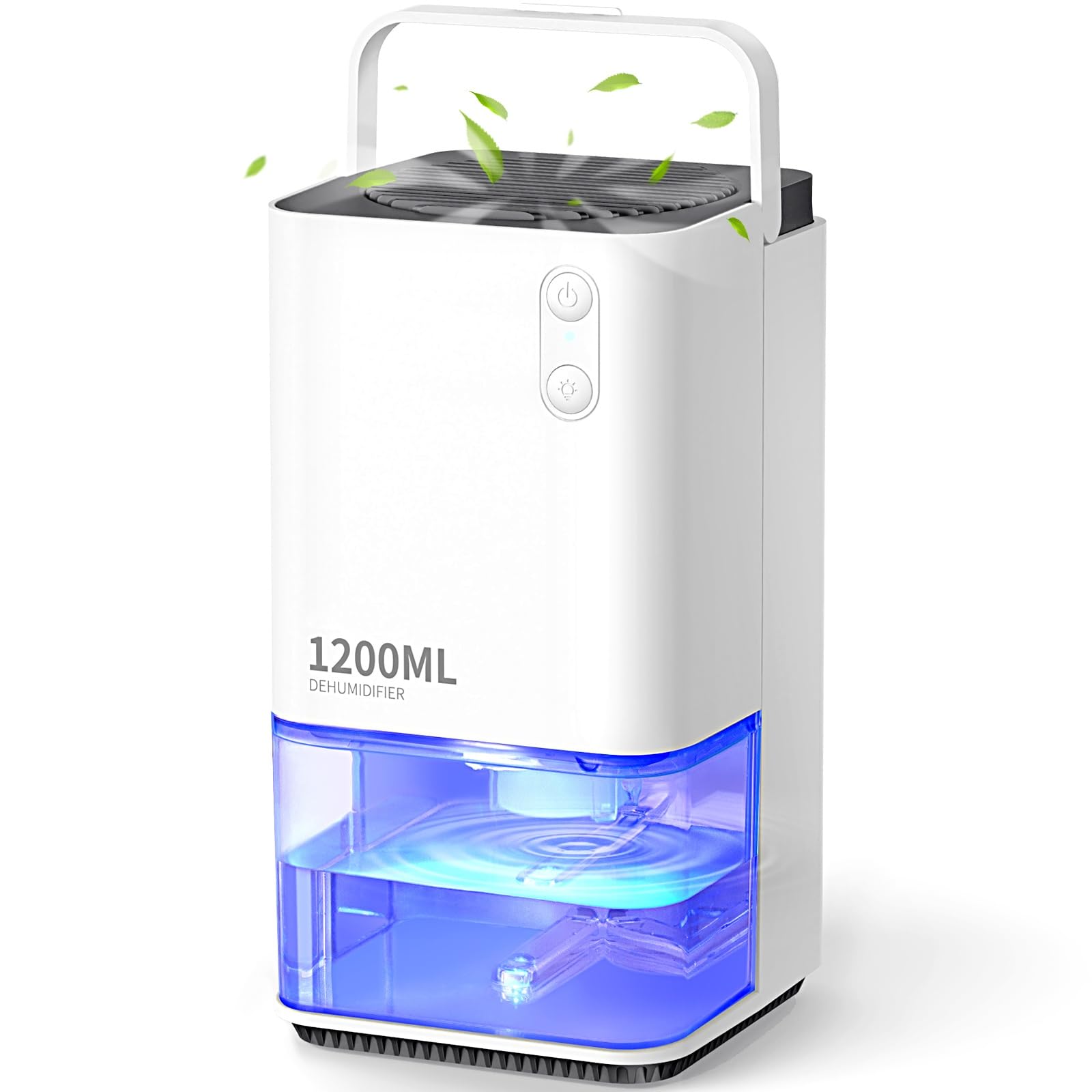 EasyAcc® 1200ml Electric Dehumidifier with Ultra Quiet & Auto Shut off 7 Colorful LED Portable Mini Dehumidifier for Wardrobe, Bathroom, Closet, RV, Bedroom, Garage - White
