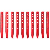 Takelablaze Aluminum Tent Stakes for Camping in Snow &amp; Sand 10PCS Beach Canopy Tent Stakes U-Shaped Tent Pegs Lightweight Ground Nails for Beach Shade Canopy Hiking Backpacking Boating Picnic (Red)