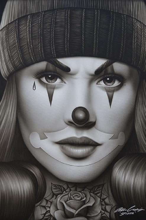 Amazon Com Og Payasa By Spider Gangster Girl Tattoo Clown Face