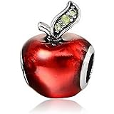 EVESCITY Delicious Red Apple Teacher Silver Beads for Charm Bracelets for Charm Bracelets Best Jewelry Gifts for Teachers Her