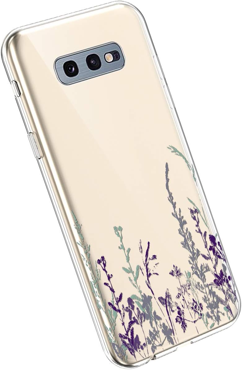 YSIMEE Compatible with Case Samsung Galaxy S10e,Exquisite Silicone Beautiful Flowers Painted Transparent Thin Lightweight TPU Soft Shockproof Rubber Gel Crystal Bumper Case,Small Floral #3