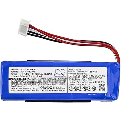 Replacement Battery for JBL Charge 3 2016, Compatible with JBL Charge 3 2016 Version, fits Part No GSP1029102A, Cameron Sino CS-JML320SL 3.7V
