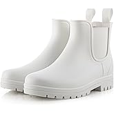 planone Minimalist Everyday Comfort Short Rain Boots for Women Arch Support Chelsea Boots Classic Waterproof Ankle Non-Slip Rubber Shoes with Removable Cushioned Insole