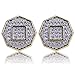 SHINY.U 925 Sterling Silver Iced out Simulated Lab Diamond Cubic Zirconia Square in Polygons Screw Back Earrings for Men Hip Hop