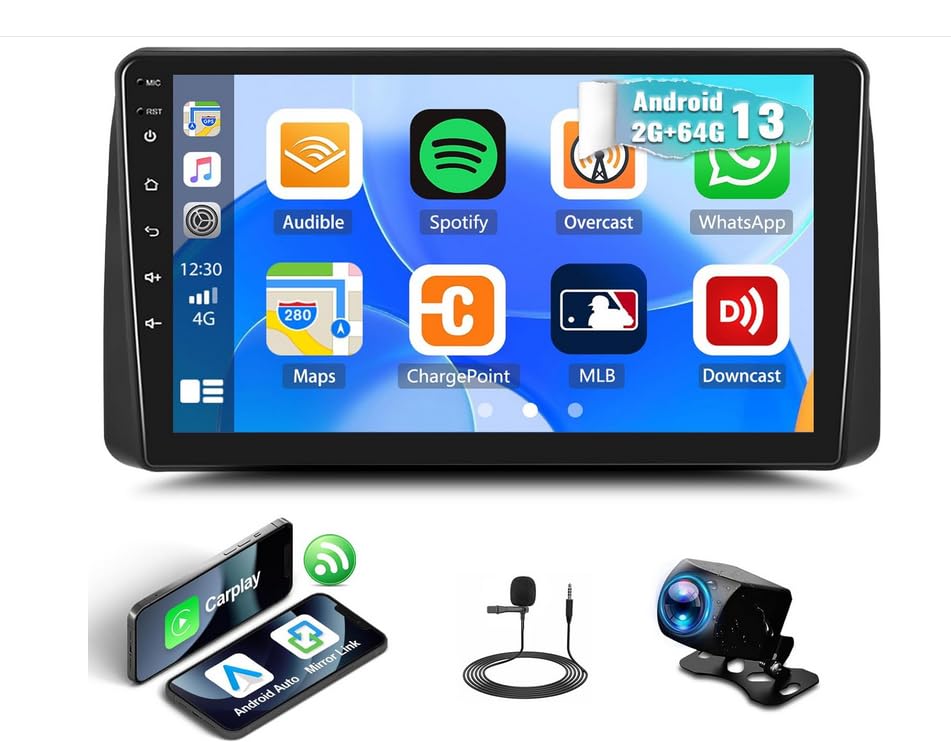 Photo 1 of 2G 64G Carplay Radio for Dodge Grand Caravan 2011-2020 / for Chrysler Town & Country 2012-2016 with Android Auto, Android 13 Car Radio 9” Touchscreen GPS Bluetooth 16EQ Hi-Fi/WiFi+Backup Camera&Mic