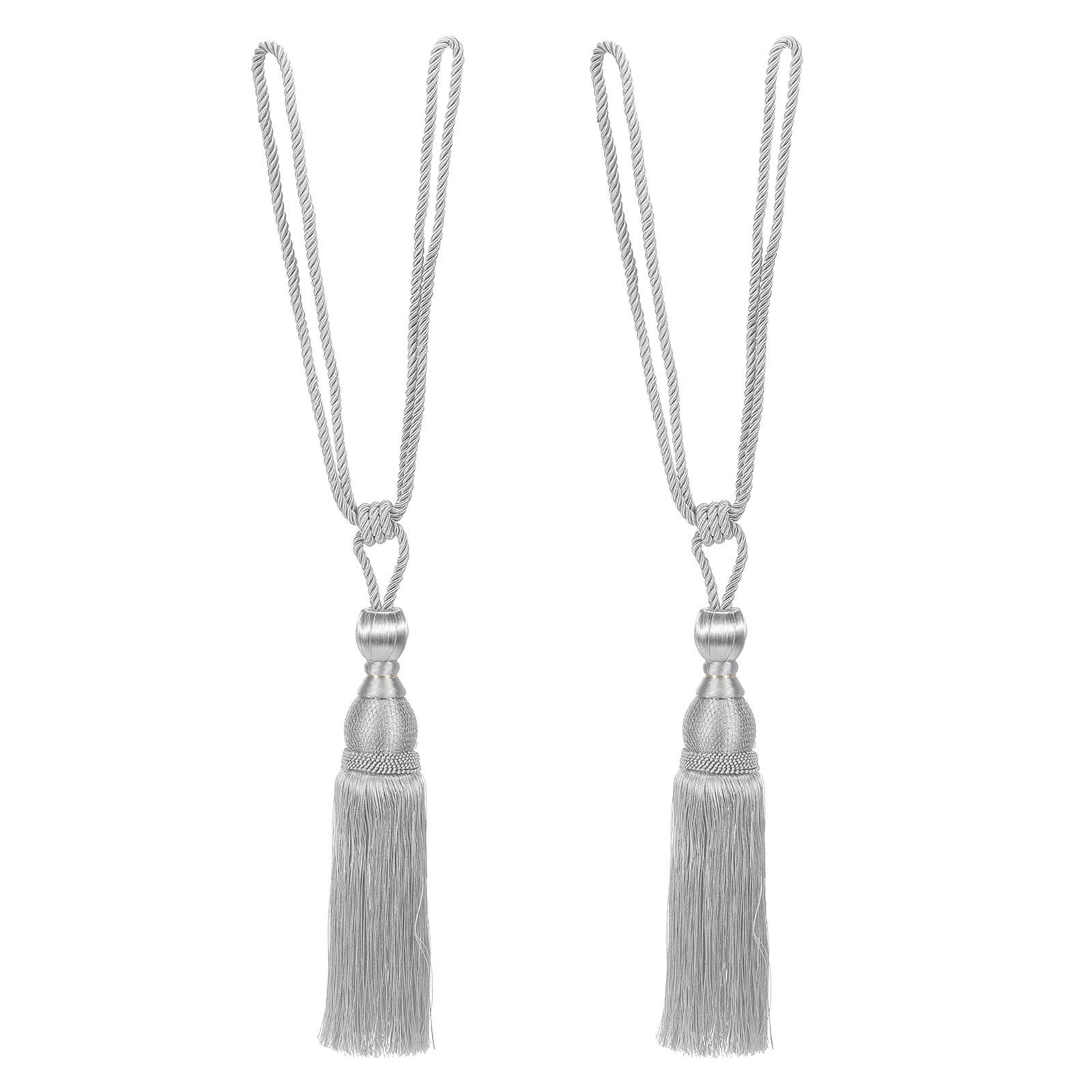 PATIKIL Curtain Tiebacks, 2 Pack Elegant Handmade Curtain Holdbacks Rope with Tassel Home Decorative, Gray