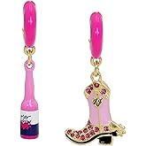 Betsey Johnson Womens Cowgirl Mismatch Charm Huggie Earrings