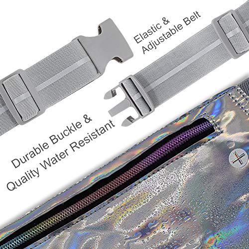 image for fitter's niche Holographic Ultra Slim Fanny Pack, Hologram Metallic Ne