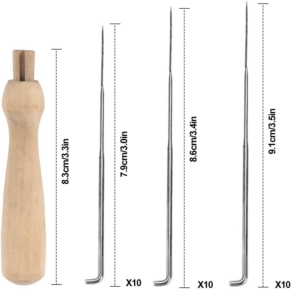 NATUCE 30PCS Felting Needles of 3 Sizes with 1 pc Handle Wood Felt Tool, Felting Starter Kit, Felt Needle Tool - Image 3