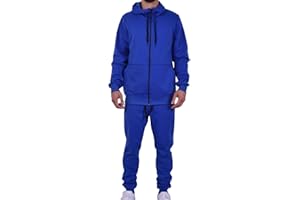 Riflessi Men's Athletic Sports Casual 2 Piece Solid Color Tracksuit Hoodie Jogger Pants Sweatsuit Set