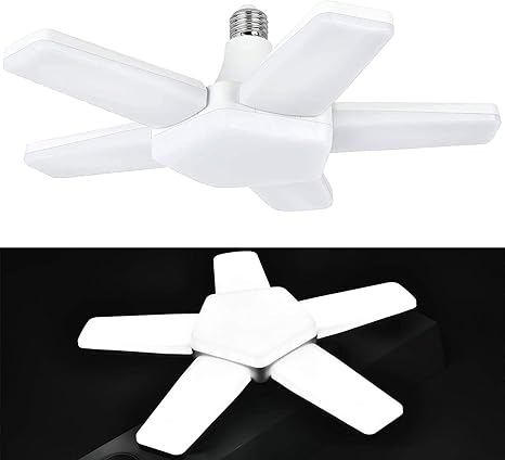 Amazon Co Jp Ledガレージライト 60w 5灯式 E26 シーリングライト 6500k 天井照明 折りたたみ式 角度調節可能 省エネ 車庫 倉庫 昼光色 ホーム キッチン