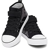 AOVOG Toddler Girls Sparkle Canvas Shoes High Top Sneakers Little Big Kids Boys Walking Cushioned Shoes Toddler 8-Big Kid 3