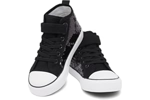 AOVOG Toddler Girls Sparkle Canvas Shoes High Top Sneakers Little Big Kids Boys Walking Cushioned Shoes