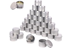 Biugaaufai 48 Pack 4 oz Sliver Metal Candle Tins with Lids, Round, Matte Finish, for DIY Candle Making and Storage