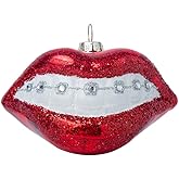 Set of 2 Glass Braces Christmas Ornament, Hand Blown Glass Dental Teeth Braces Ornaments for Christmas Tree