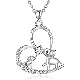LWQQWL Moissanite Animal Necklace Sterling Silver Cute Animal Pendant Jewelry Gifts for Women