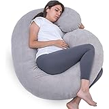 1 MIDDLE ONE Pregnancy Pillow, C Shaped Full Body Pillow for Maternity Support, Pregnant Women Sleeping Pillow with Velour Co