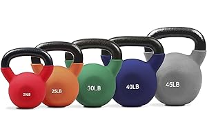RitFit Neoprene Coated Solid Cast Iron Kettlebell 5 10 15 20 25 30 35 40 45 50 LB, Great for Full Body Workout, Cross-Training, Weight Loss & Strength Training