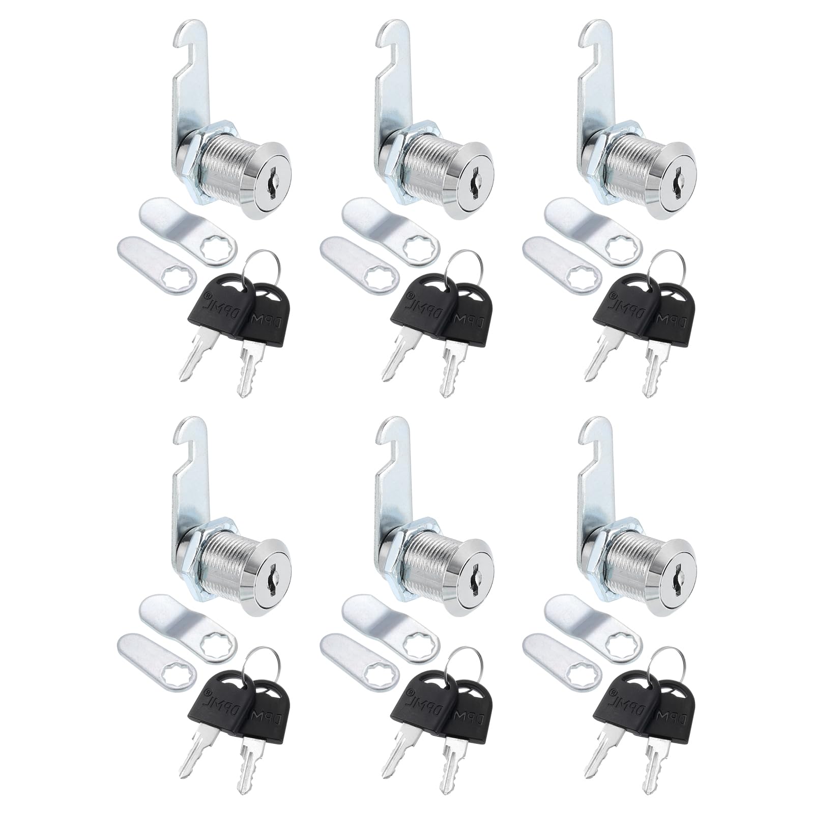 PATIKIL 1" Cabinet Cam Locks, 6 Pack Keyed Alike Cam Locks Set Zinc Alloy Storage Lock with Keys for File Drawer Mailbox Toolbox, Silver Tone