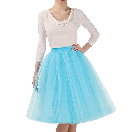 5 Layer Knielanger Rock Elastic Bund Tutu Prinzessin Tüll