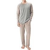 DAVID ARCHY Mens Pajamas Set - Soft Pj Sets for Men Long Sleeve Pajamas Men Cotton Mens Pjs Sets Loungewear with Pockets